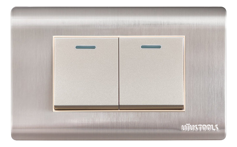 Interruptor Doble 16A Emp Acero-Inox Curva