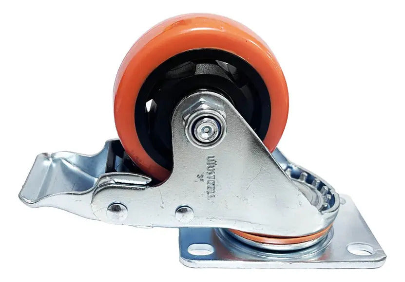 Rueda Industrial Naranjo Con Freno 3''