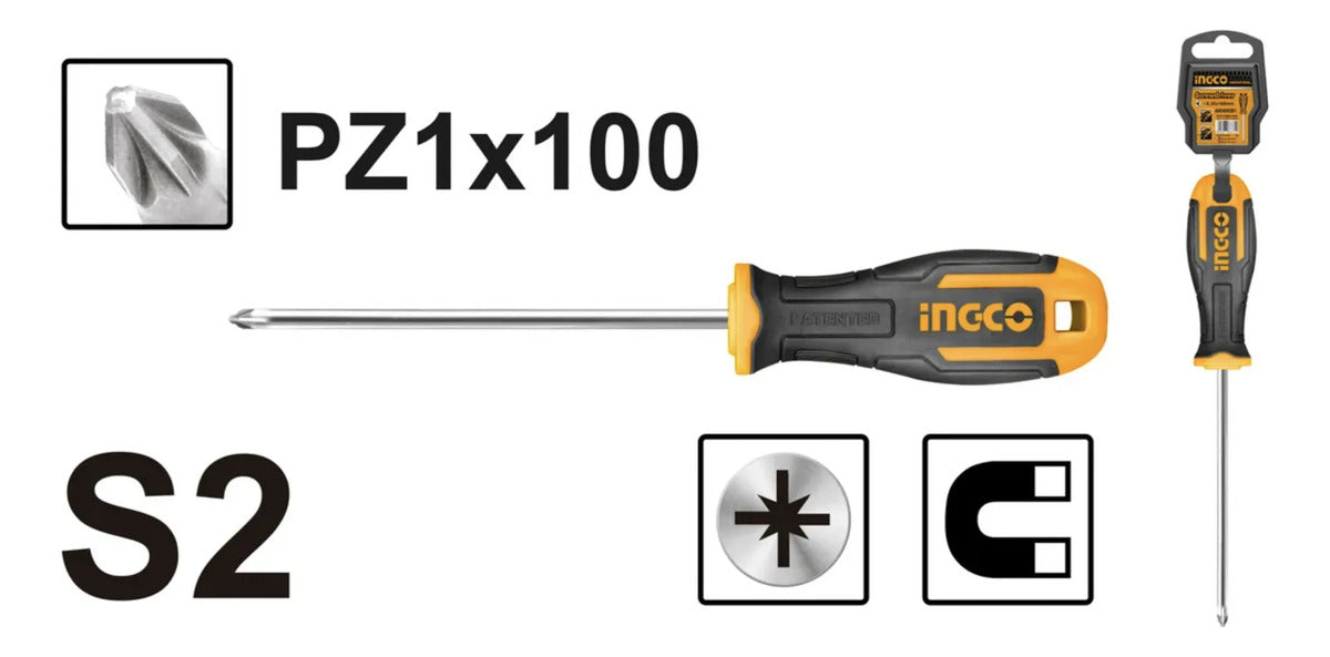 Destornillador Pozidriv PZ1 x 100mm Ingco