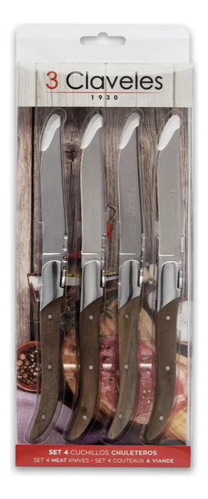 Juego 4 Cuchillos Chuleteros 10cm Gourmet
