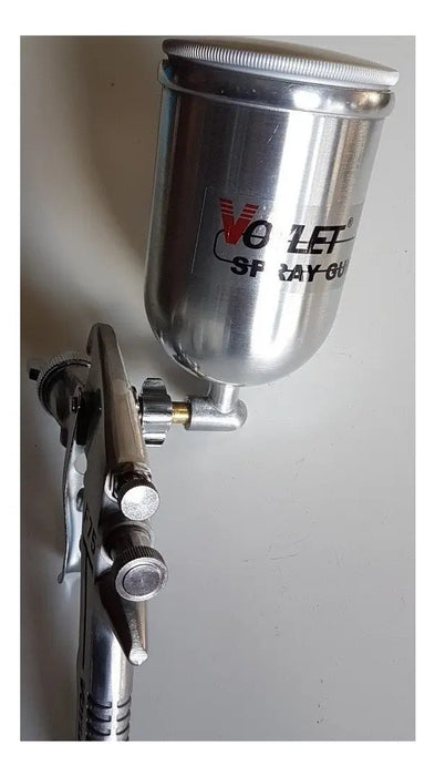 Pistola Pintar Gravedad Voylet F-75 1w Alta Presión 3 Bar 400ml Plateado