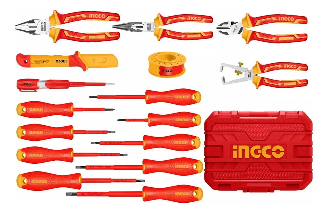 Set Herramientas Manuales Aisladas Eléctricos 16 Pzas Ingco