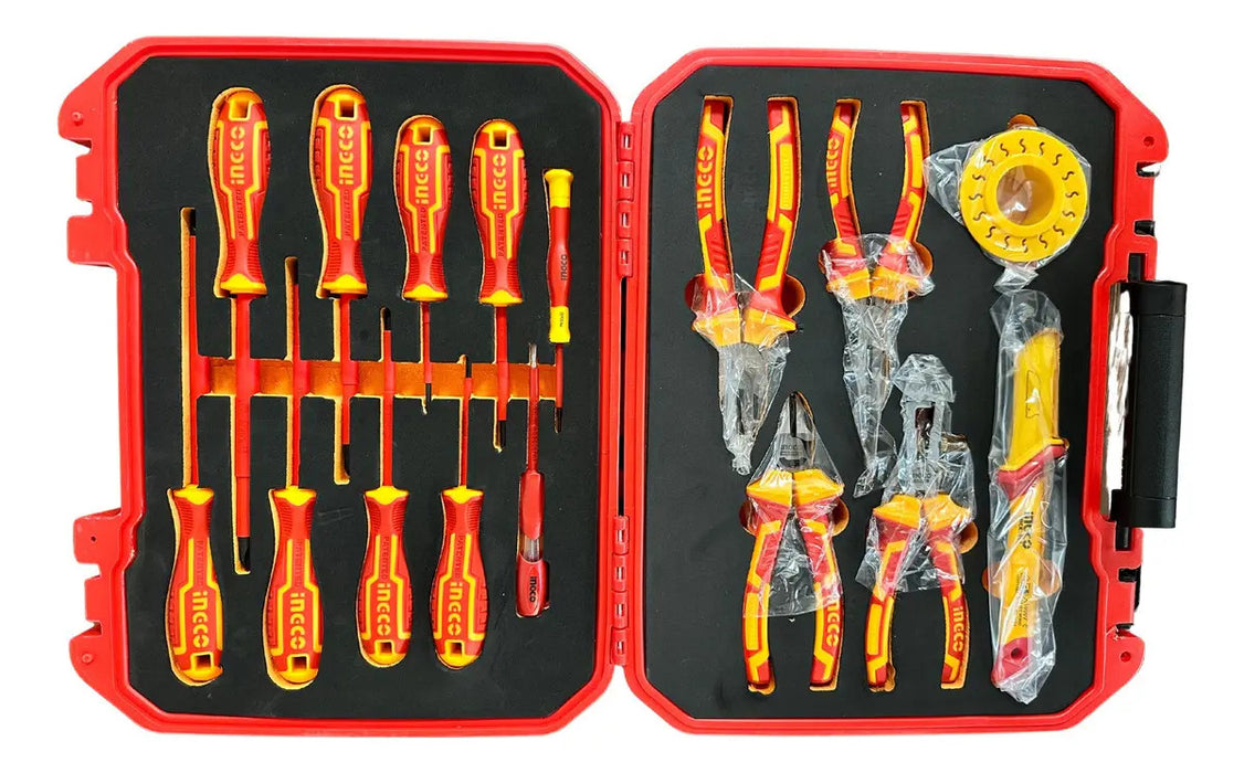 Set Herramientas Manuales Aisladas Eléctricos 16 Pzas Ingco