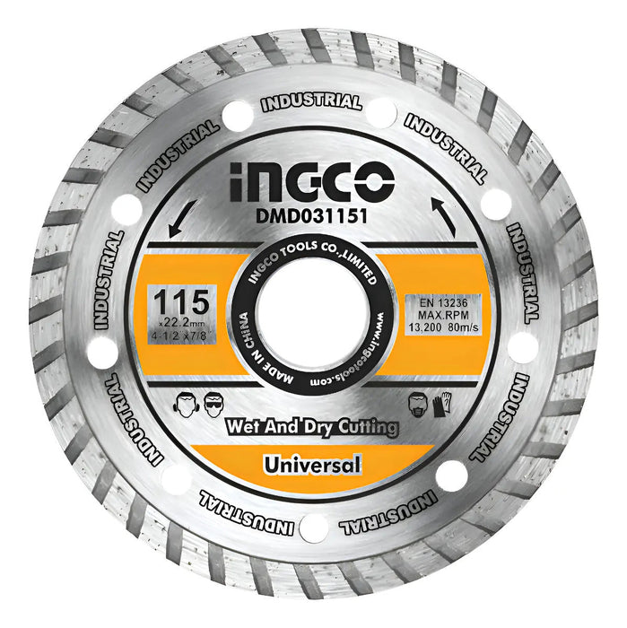 Disco Diamantado Turbo 4 1/2 X 22.2mm Eje 10mm Ingco