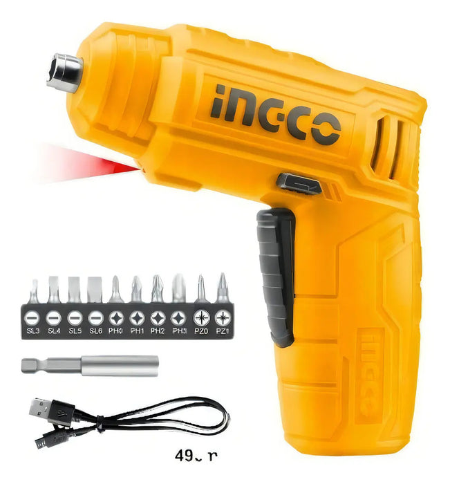 Destornillador Inalámbrico Ingco 4V Naranja