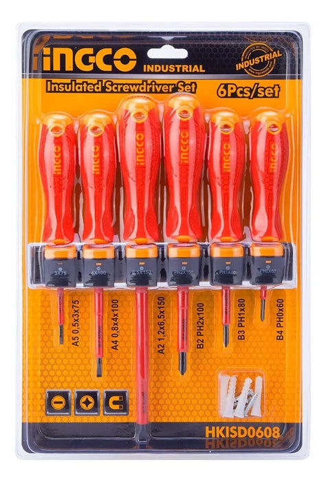 Set Destornilladores Eléctricos Aislado 6pcs Ingco