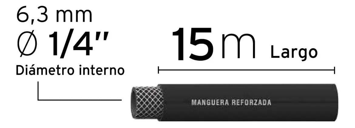 Manguera Para Compresor Alta Presión 300psi 15 Metros Truper Color Negro