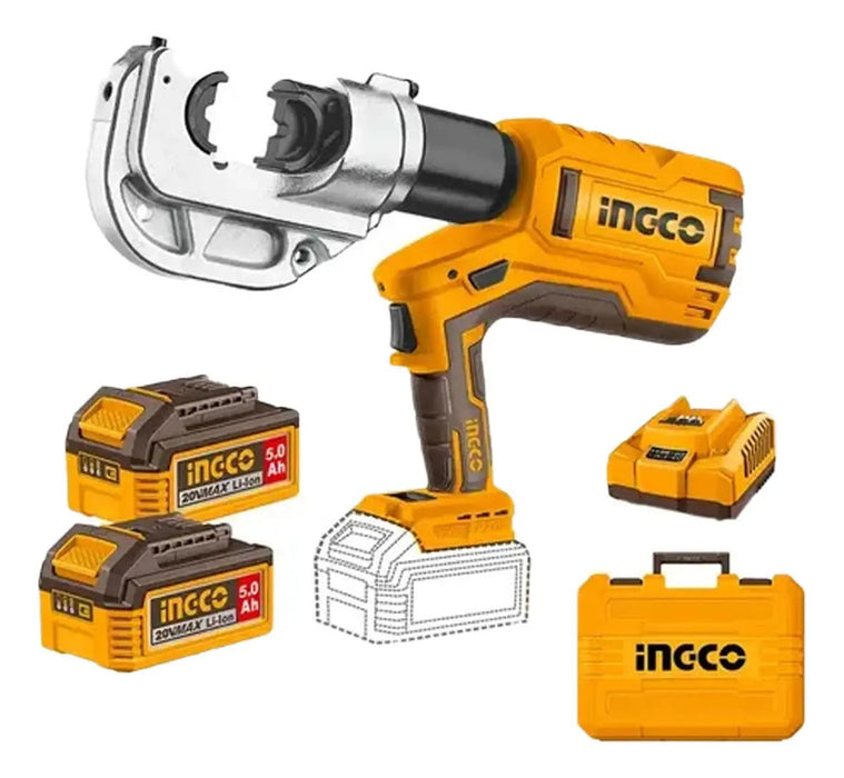 Prensa Terminal Hidráulica Ingco Cargador + 2 Baterías 20V