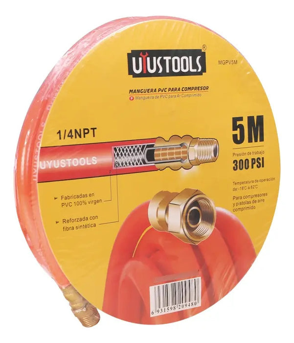 Manguera PVC para Compresor 5m x 1/4'' NPT