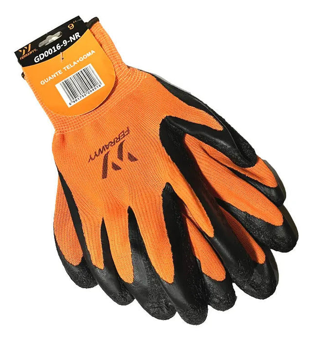 Guante Tela/Goma 9'' Naranjo