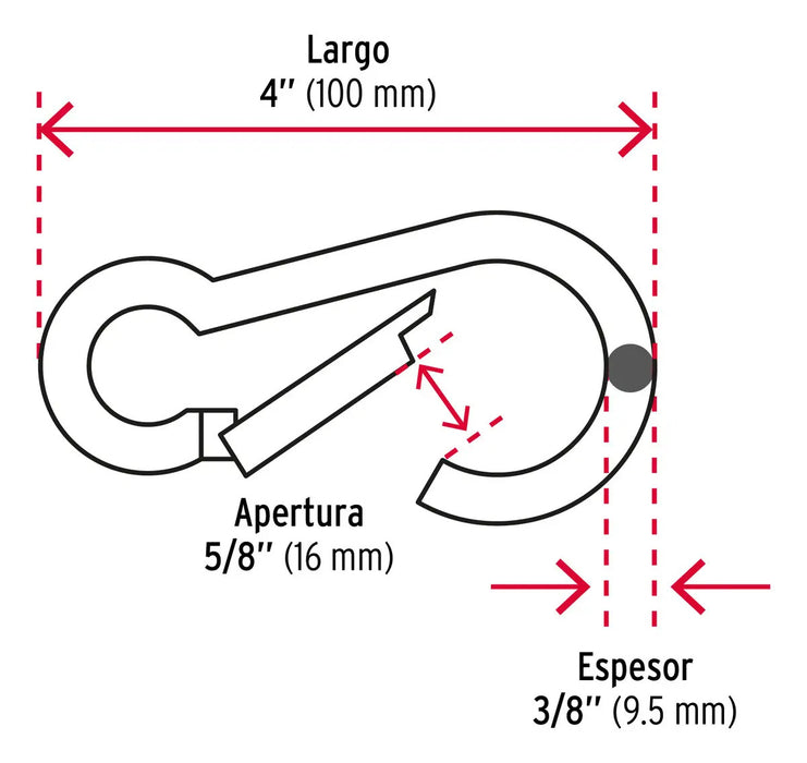Bandola Mosquetón De Acero 3/8'' Carga 350 Kg