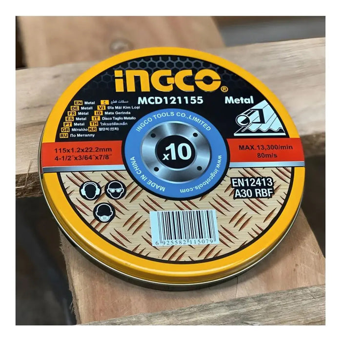 10 Piezas Discos Corte Metal 4 ½'' (115mm) 1.2mm Amarillo