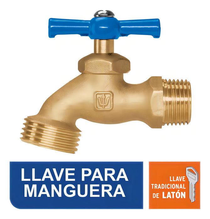 Llave Para Manguera de Latón 120 Gr Entrada 1/2 Foset Dorado