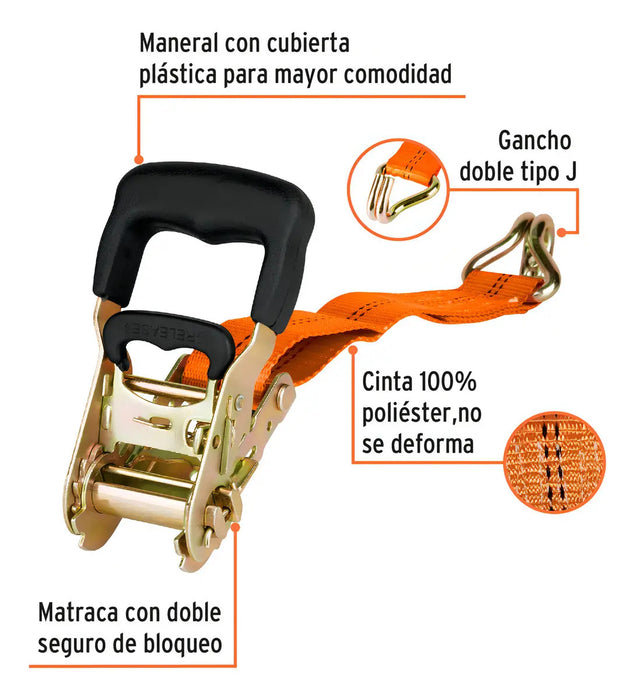 Sujetador con Matraca Criquet Truper 2250 Kg 5mt Color Naranja
