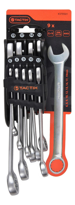 Juego Llaves Combinadas Métricas 9 Piezas Tactix Cromadas