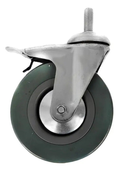 Rueda Rosca Gris Con Freno 5"