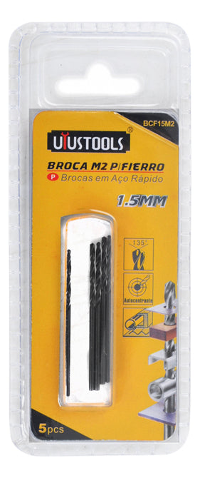 Set 5 Brocas Metal HSS 1.5mm M2