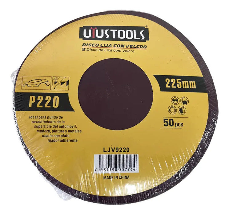 Set 50 Un Disco Lija Con Velcro 9" #220