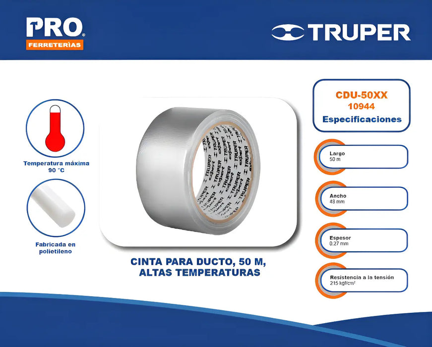 Cinta Aislante Truper CDU-50XX Gris 50m x 48mm