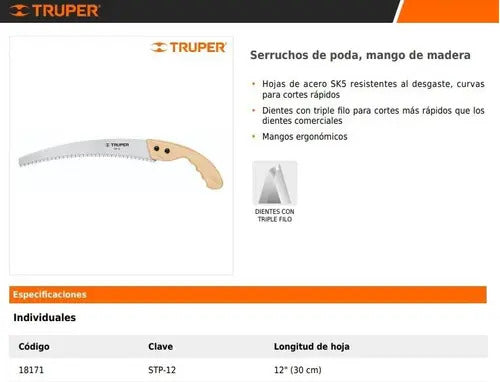 Serrucho de Poda 30 cm Mango Madera 6 DPP