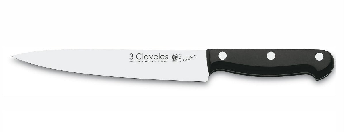 Cuchillo De Carne Acero Inoxidable 3 Claveles 17cm Modelo 1148 Negro
