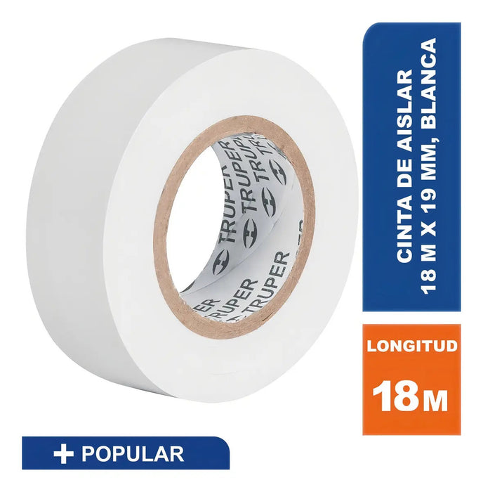 Huincha Aisladora 19mm X 18m Blanca Truper