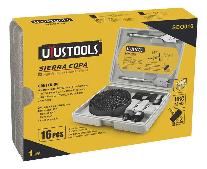 Juego 16 Pcs Sierra Copa y Accesorios Uyustools