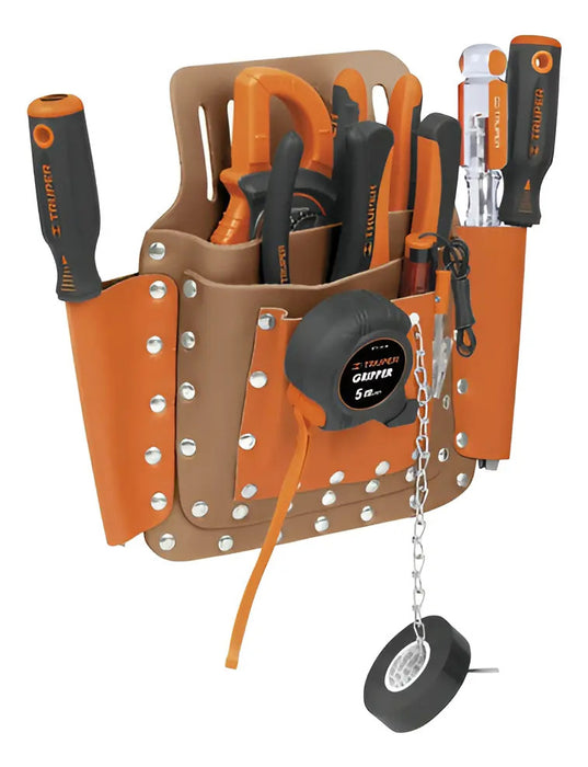 Porta Herramientas De Cuero, 8 Compartimentos, Truper