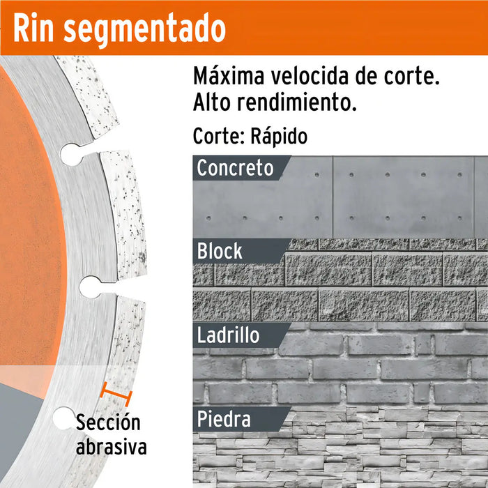 Disco Corte Diamante 7'' Piedra Concreto Truper
