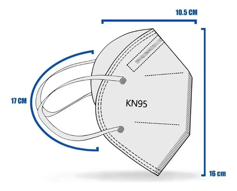 Mascarilla Desechable KN95 10 Unidades 5 Capas Ajuste Nasal Blanco
