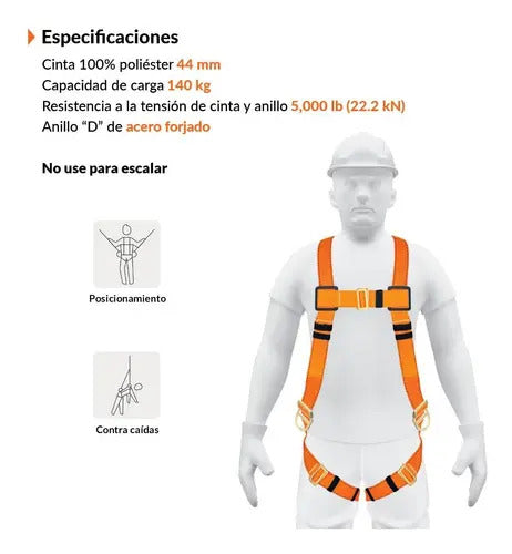 Arnés Truper Talla 40 Posicionamiento Naranja