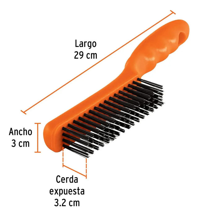 Cepillo Acero con Mango 4 x 16 Hileras Truper