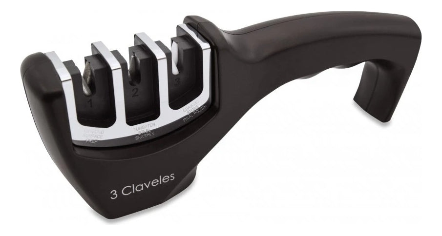 Afilador de Cuchillos Manual 3 Pasos Diamante 20cm Negro
