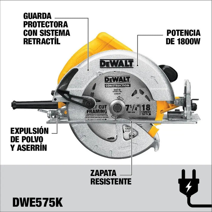 Sierra Circular 7-1/4 1800w Dewalt Dwe575k-b2c