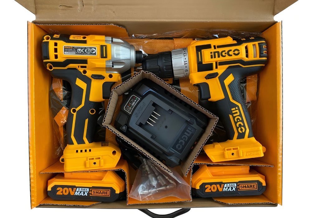 Kit Taladro Inalámbrico + Destornillador de Impacto Ingco