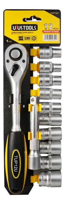 Juego Llave Ratchet 1/2" y Dados 12 Pcs
