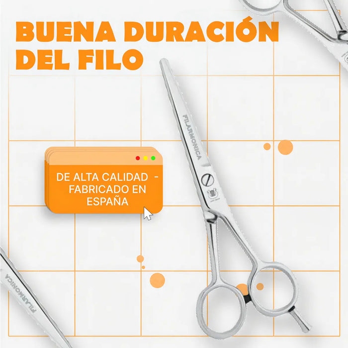 Tijera Filarmonica Filo Navaja Acero Inoxidable 5.5 Pulgadas Peluquería Plateado