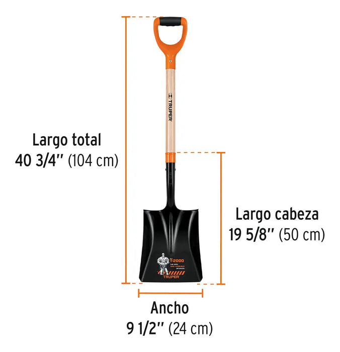 Pala Ancha Acero Carbono Puño Plástico T-2000 Truper