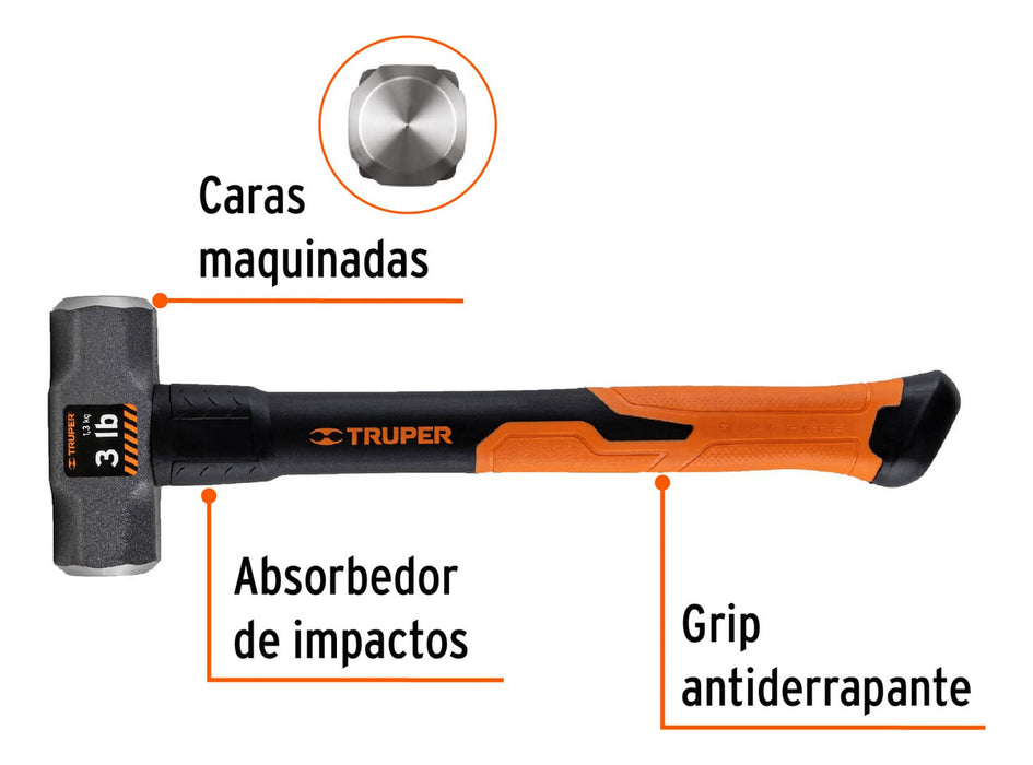 Marro Octagonal 3 Lbs Mango Fibra De Vidrio Truper