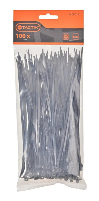 Bolsa Amarras Plásticas Negra Tactix 200mm (100pzas)