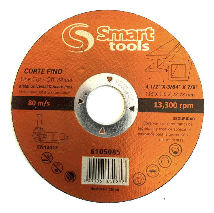 Pack 10 Discos de Corte Acero/Inox 4.1/2''x1mm