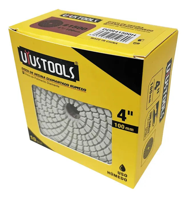 Set 10 Un Disco Resina Diamantado Húmedo 4" #1500