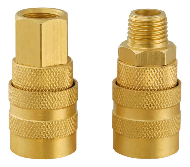Set 2 Pcs Acople Rápido 1/4'' Npt Bronce