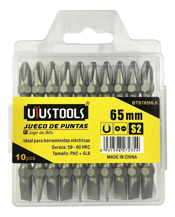 Bits S2 65mm x PH2+SL6 x 10un/set