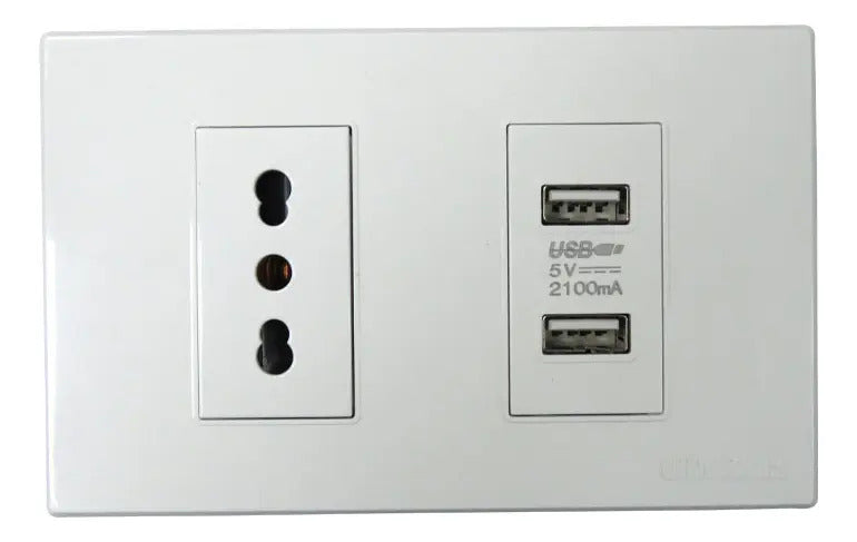 Tomacorriente C/ Usb 16a Pc-blanca