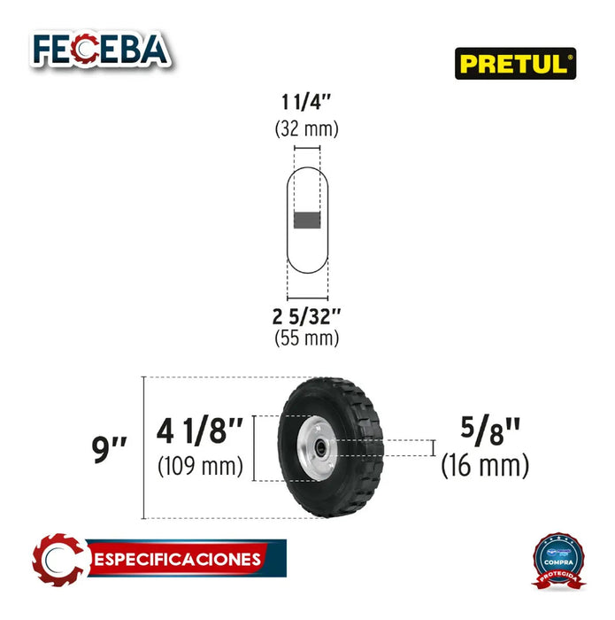 Rueda Diablo Balero Doble 9'' Fiero