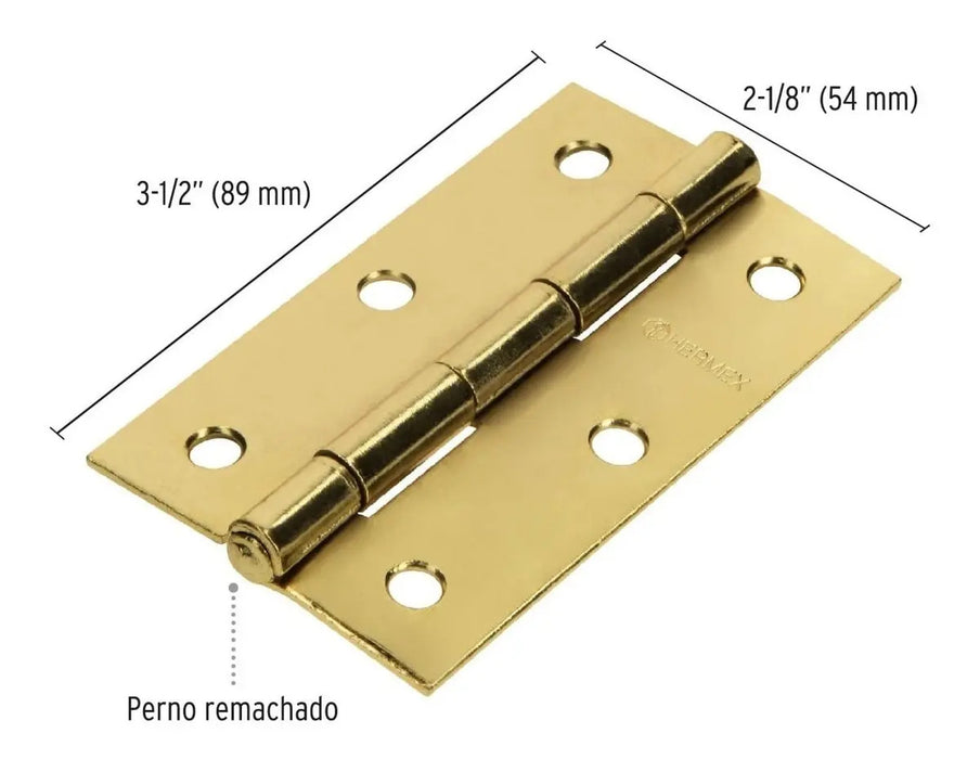 Bisagra Acero Latonado 3-1/2'' X 2-1/8'' Hermex