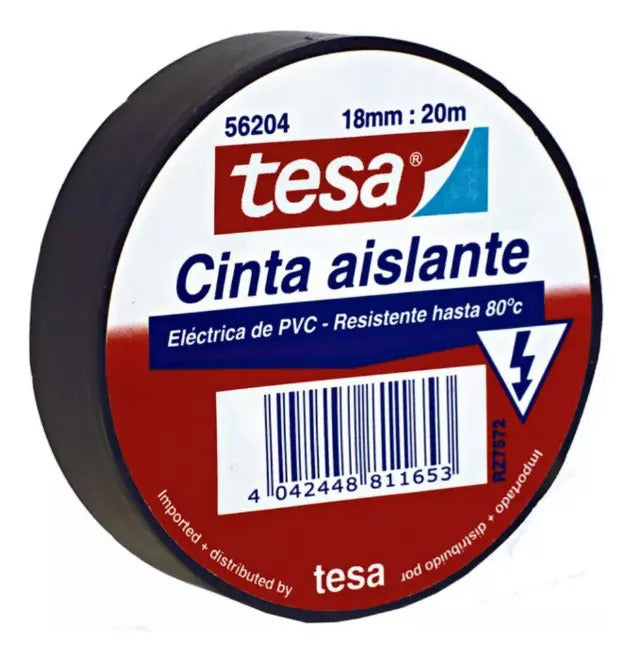 Cinta Huincha Aislante Negra 20m X 18mm Tesa