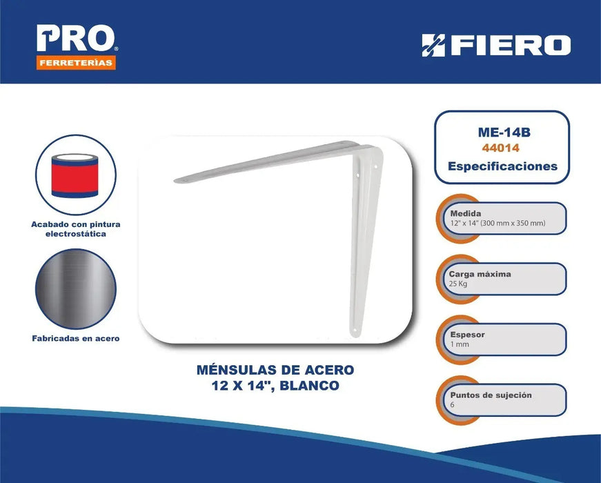 Ménsula Blanca 12'' X 14'' Fiero