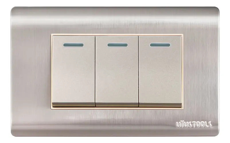 Interruptor Triple 16A Emp Acero Inox Curva